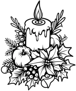 kerze-mit-weihnachtsdekoration-ausmalbild