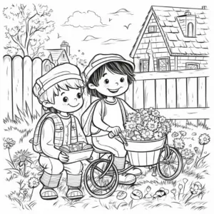 kinder-im-garten-blumen-sammeln-und-spielen