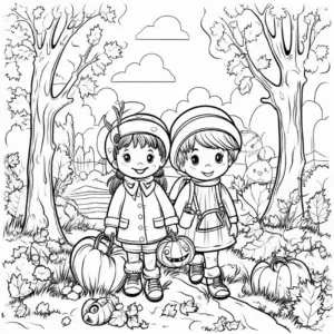 kinder-im-herbst-und-kuerbis-ausmalbild
