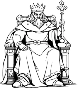 koenig-auf-thron-mit-zepter-ausmalbild