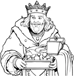 koenig-mit-schatz-und-obst-ausmalbild