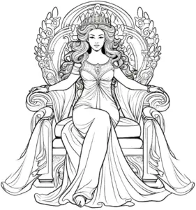 koenigin-auf-thron-ausmalbild