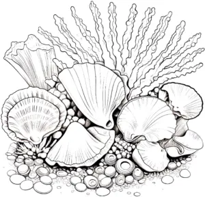 korallen-und-muscheln-unter-wasser-ausmalbild