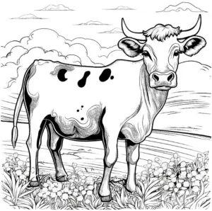 kuh-ausmalbild-mit-blumen-und-landschaft