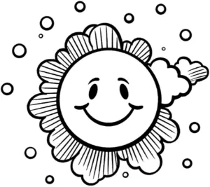 laechelnde-sonne-ausmalbild-mit-blasen