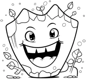 laechelndes-ausmalbild-mit-froehlichem-stein-und-pflanzen