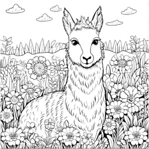 lama-in-blumenwiese-ausmalbild
