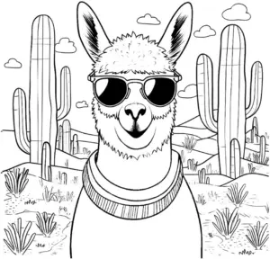 lama-mit-sonnenbrille-in-der-wueste-ausmalbild