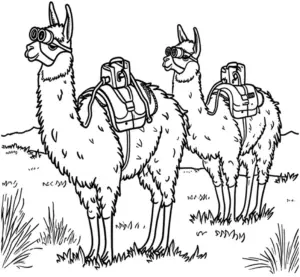 lamas-mit-rucksaecken-ausmalbild