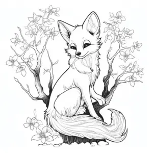 langschwaenziger-fuchs-auf-baum-mit-blumen