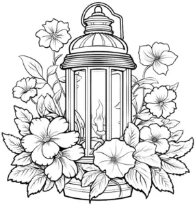 laterne-mit-blumen-ausmalbild