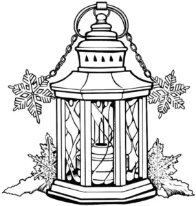 laterne-und-schneeflocken-ausmalbild