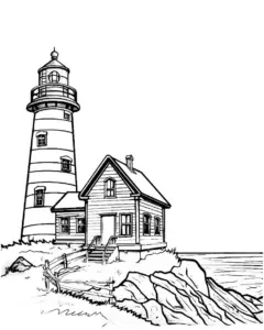 leuchtturm-und-kuestenhaus-ausmalbild