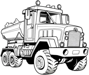 lkw-ausmalbild-mit-grosser-ladeflaeche-und-breiten-reifen