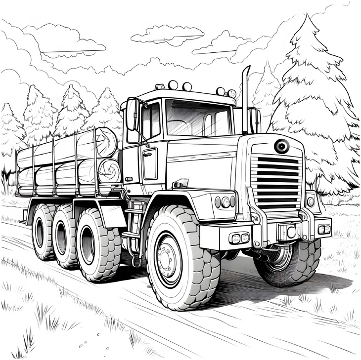 lkw-mit-holzstaemmen-im-wald