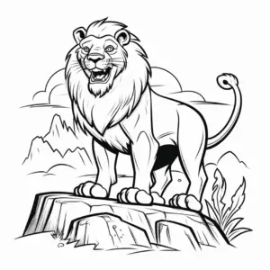loewe-auf-einem-felsen-ausmalbild