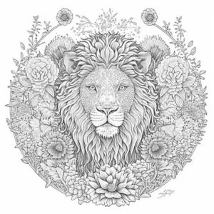 loewe-mit-blumen-ausmalbild