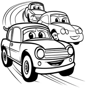 lustige-rennwagen-mit-grossen-augen-im-rennen