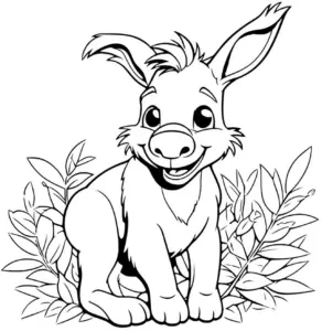 lustiger-esel-ausmalbild-mit-pflanzen