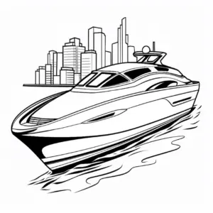 luxus-yacht-stadtlandschaft-ausmalbild