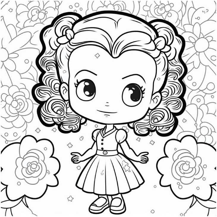 maedchen-im-kleid-und-blumen-ausmalbild