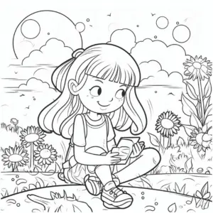 maedchen-in-der-natur-mit-blumen-und-sonne