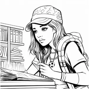 maedchen-mit-muetze-und-buch-in-bibliothek