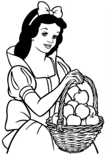 maerchenhafte-figur-mit-aepfeln-ausmalbild