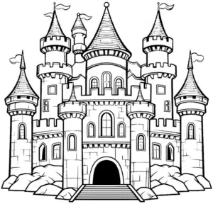 majestätisches-ausmalbild-eines-schlosses-mit-türmen