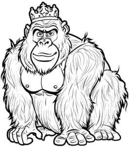majestetischer-gorilla-mit-krone-ausmalbild