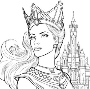 majestetisches-ausmalbild-einer-koenigin-vor-schloss