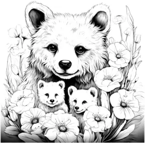 mama-baer-mit-baerenbabys-und-blumen