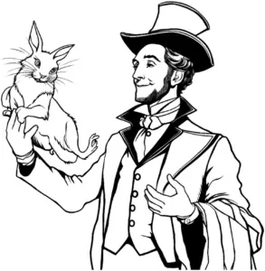 mann-mit-hase-und-zylinder-ausmalbild