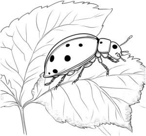 marienkaefer-auf-blatt-ausmalbild