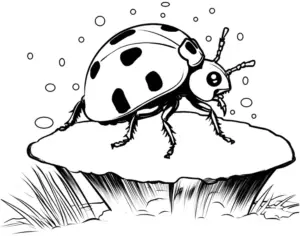 marienkaefer-auf-holzstamm-ausmalbild