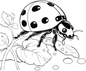 marienkaefer-ausmalbild-auf-blaettern-mit-details