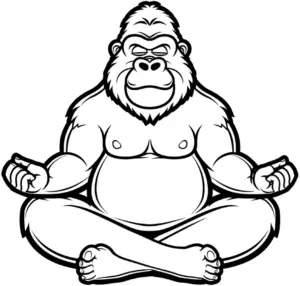 meditierender-gorilla-in-entspannter-pose