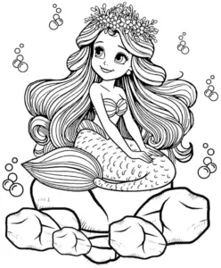 meerjungfrau-mit-blumenkranz-und-blasen