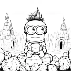 minion-ausmalbild-mit-burgen-und-felsen