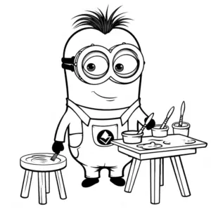 minion-beim-malen-ausmalbild-auf-einem-tisch