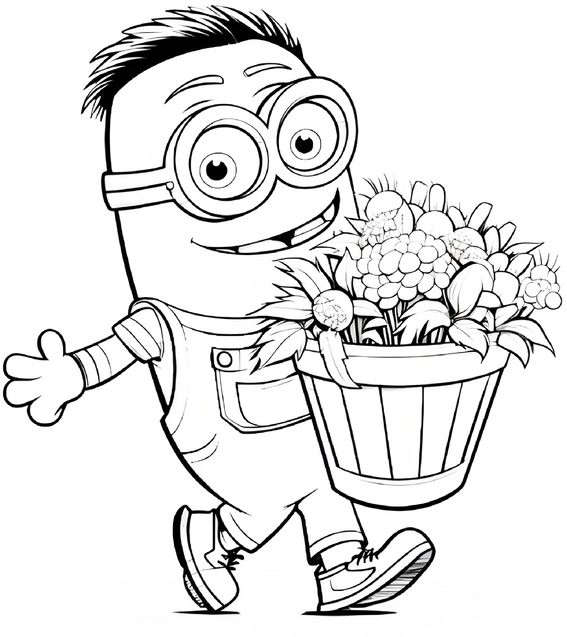 minion-mit-blumentopf-ausmalbild