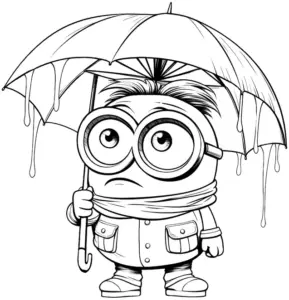 minion-mit-regenschirm-und-wassertropfen