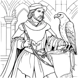 mittelalterlicher-falkenwaerter-mit-falke