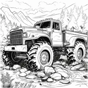 monstertruck-auf-felsen-in-natur-ausmalbild