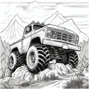 monstertruck-auf-felsen-mit-bergen-ausmalbild