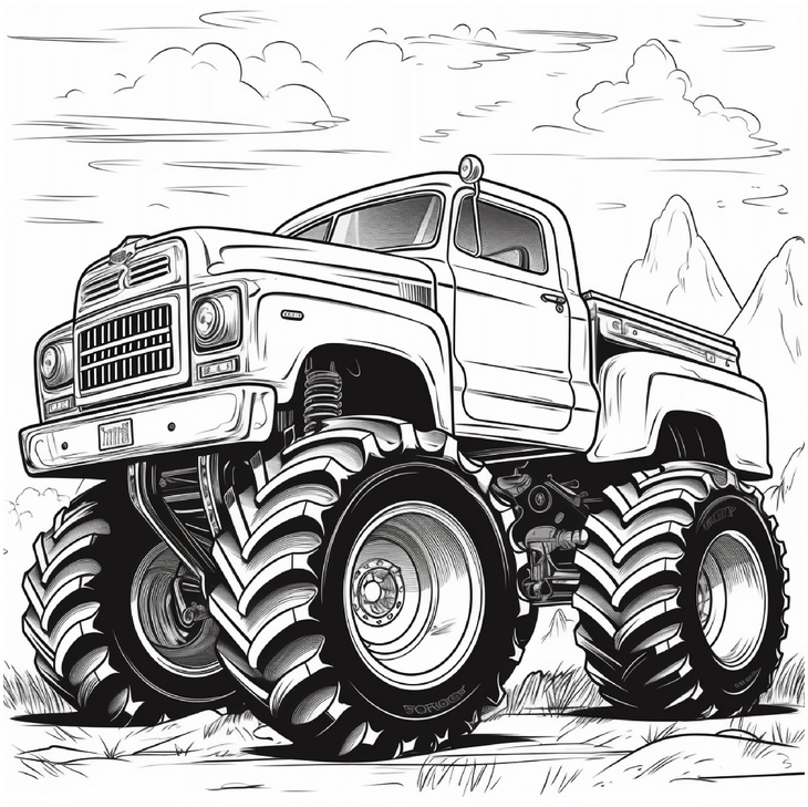 monstertruck-auf-reifen-in-natur-ausmalbild