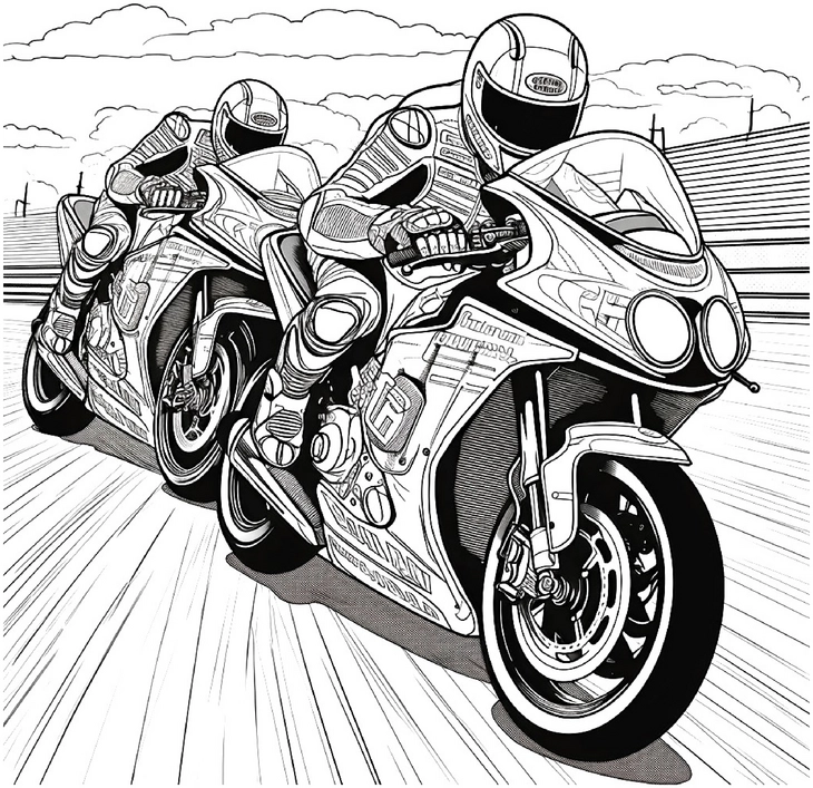 motorrad-rennen-ausmalbild-mit-rennfahrern