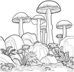 mushroom-ausmalbild-in-naturlicher-umgebung
