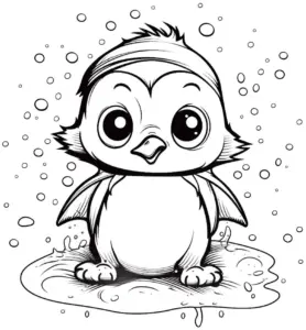 nasser-baby-pinguin-in-wasserpfütze