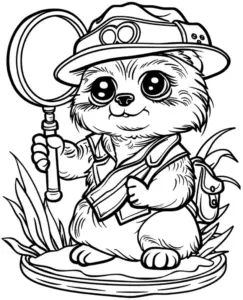 neugieriges-erdmaennchen-mit-lupe-ausmalbild